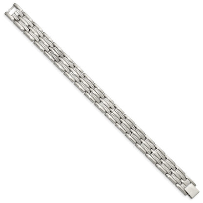 Edelstahl Chisel Gebürstet Poliert und Strukturiert 8.75 Zoll Glieder Armband