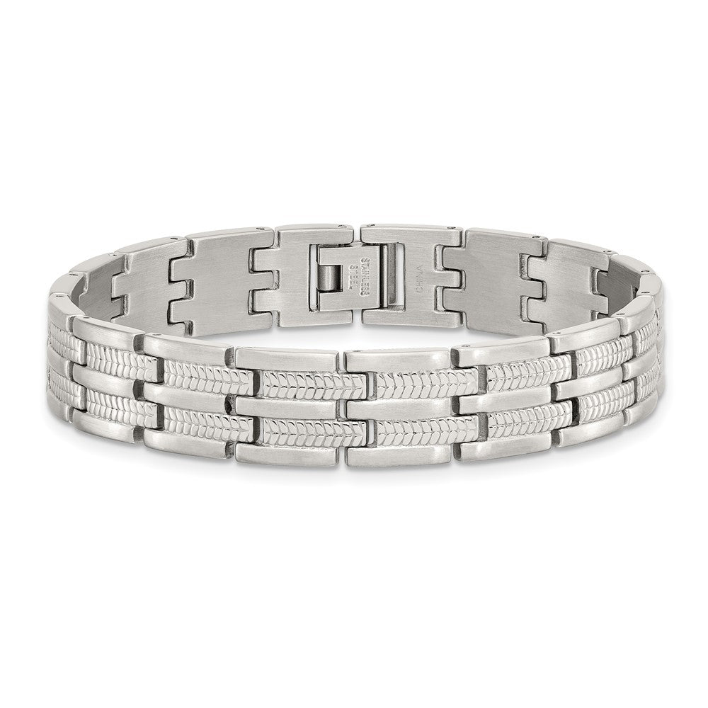 Edelstahl Chisel Gebürstet Poliert und Strukturiert 8.75 Zoll Glieder Armband