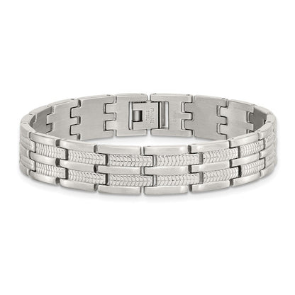 Edelstahl Chisel Gebürstet Poliert und Strukturiert 8.75 Zoll Glieder Armband