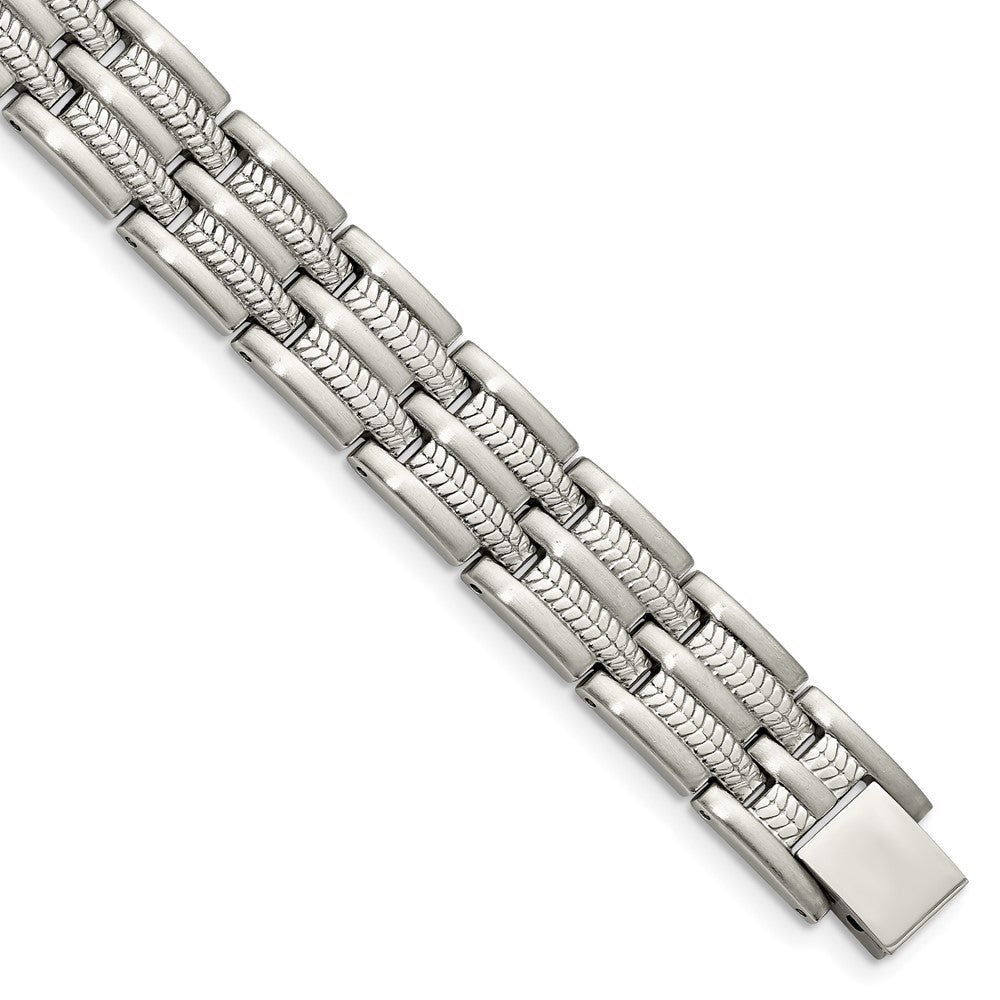 Edelstahl Chisel Gebürstet Poliert und Strukturiert 8.75 Zoll Glieder Armband
