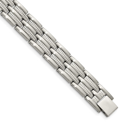 Edelstahl Chisel Gebürstet Poliert und Strukturiert 8.75 Zoll Glieder Armband