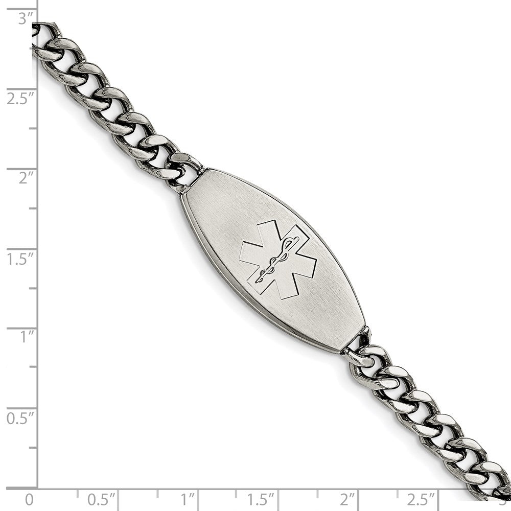 Edelstahl Chisel Gebürstet Medizinisch Id 8.5 Zoll Panzer Gliederarmband
