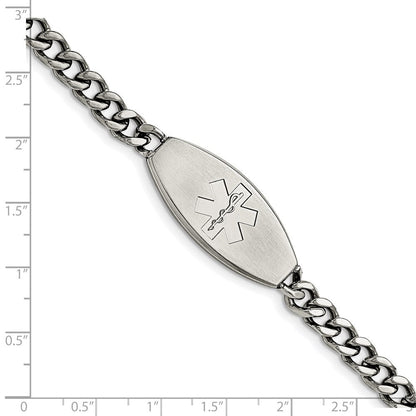 Edelstahl Chisel Gebürstet Medizinisch Id 8.5 Zoll Panzer Gliederarmband