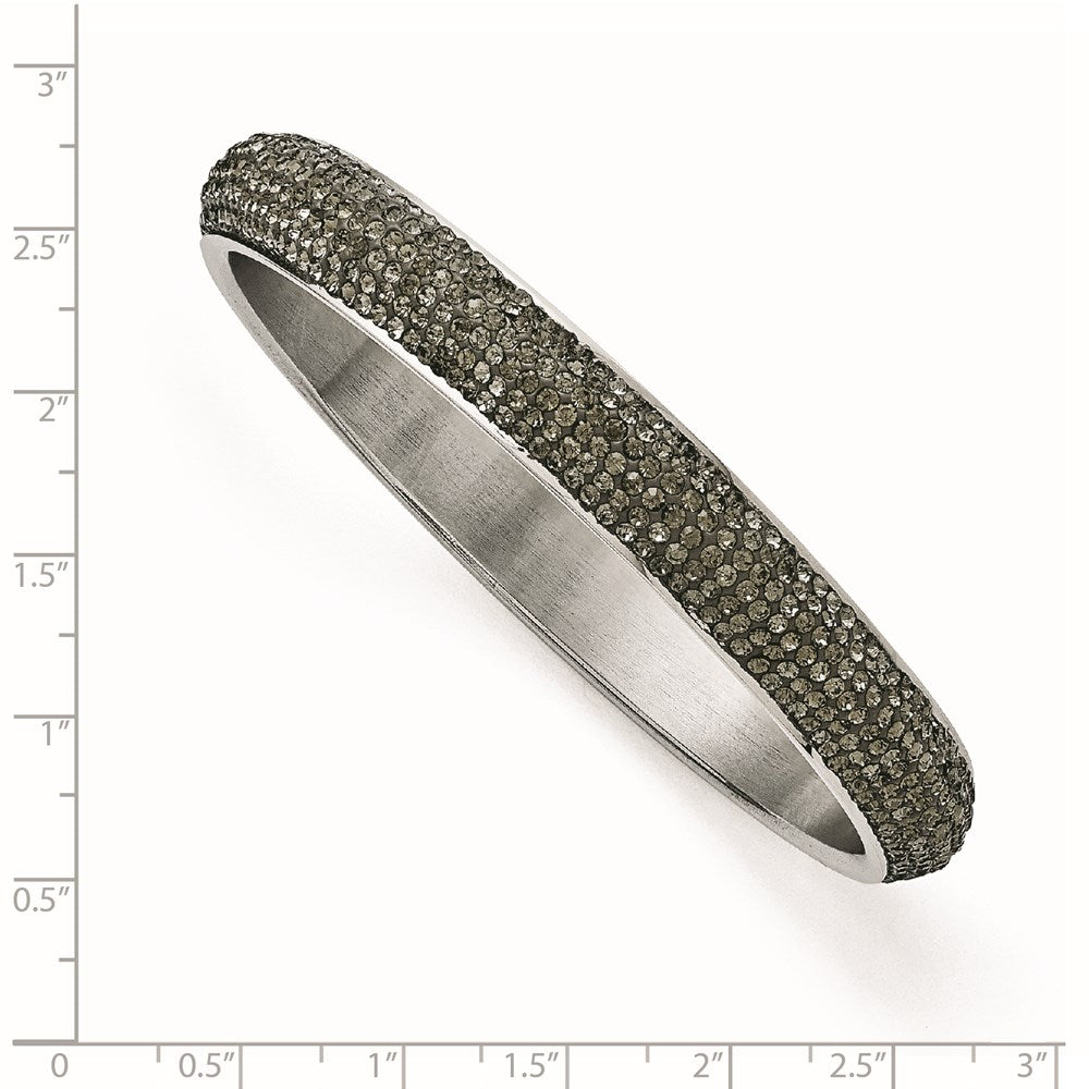 Edelstahl Poliert Schwarz Emaille Klar Kristall Abgerundet Armband