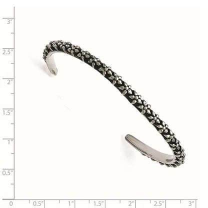 Edelstahl Poliert/antiqued Blumen Dünn Manschette Armreif