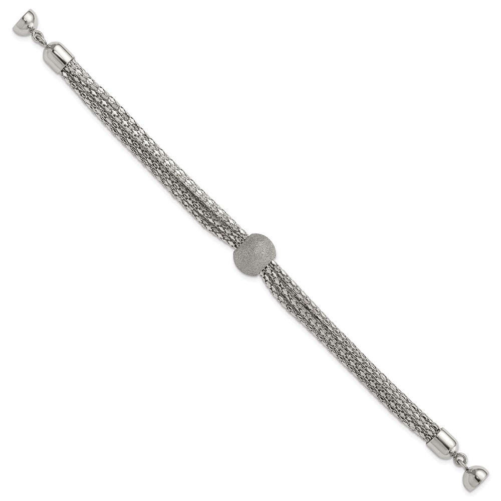 7.5 Zoll Edelstahl Poliert Multistrand Lasergeschnitten Perle Armband