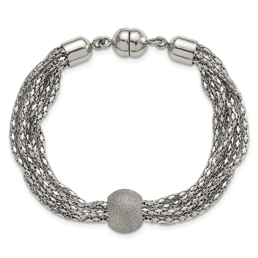 7.5 Zoll Edelstahl Poliert Multistrand Lasergeschnitten Perle Armband