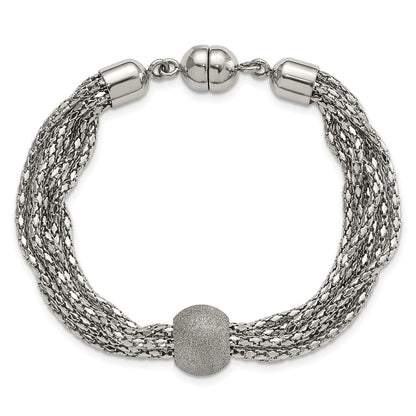 7.5 Zoll Edelstahl Poliert Multistrand Lasergeschnitten Perle Armband
