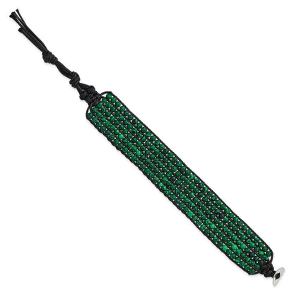 9 Zoll Edelstahl Schwarz Kordel Geflochten Imitat Malachite Armband