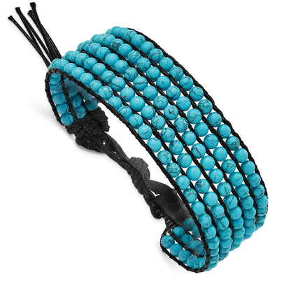 9 Zoll Edelstahl Schwarz Kordel Geflochten Imitat Türkis Armband