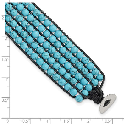 9 Zoll Edelstahl Schwarz Kordel Geflochten Imitat Türkis Armband
