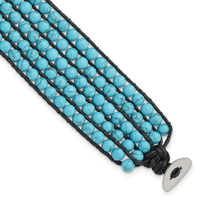 9 Zoll Edelstahl Schwarz Kordel Geflochten Imitat Türkis Armband