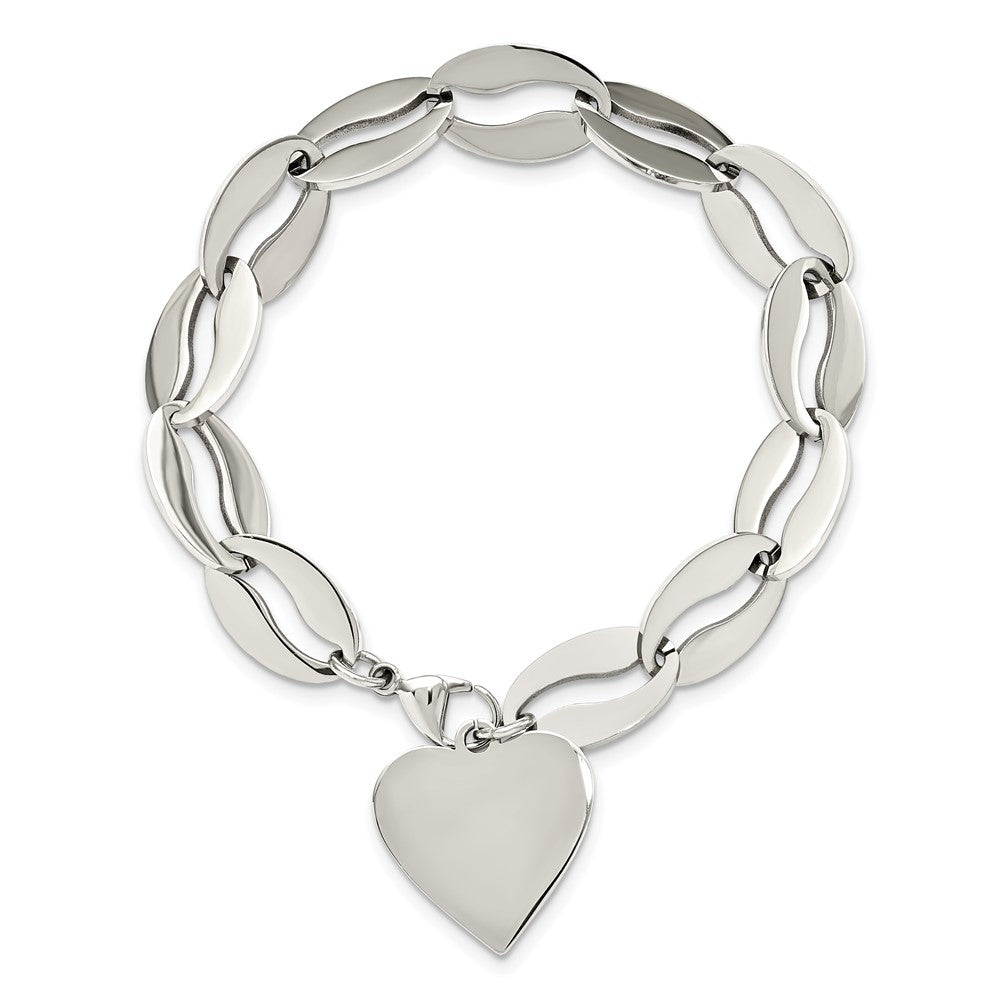 8.5 Zoll Edelstahl Poliert Herz 8.5 Zoll Armband