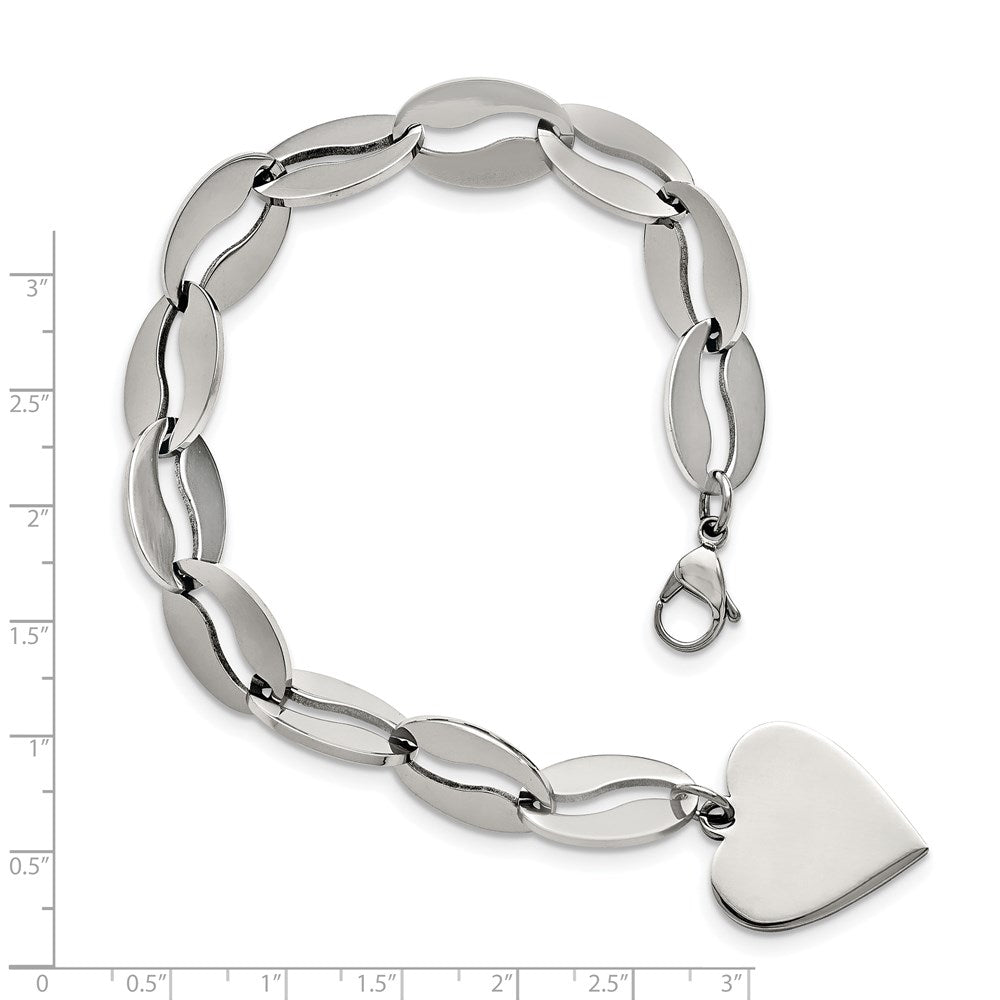 8.5 Zoll Edelstahl Poliert Herz 8.5 Zoll Armband