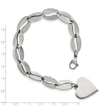 8.5 Zoll Edelstahl Poliert Herz 8.5 Zoll Armband