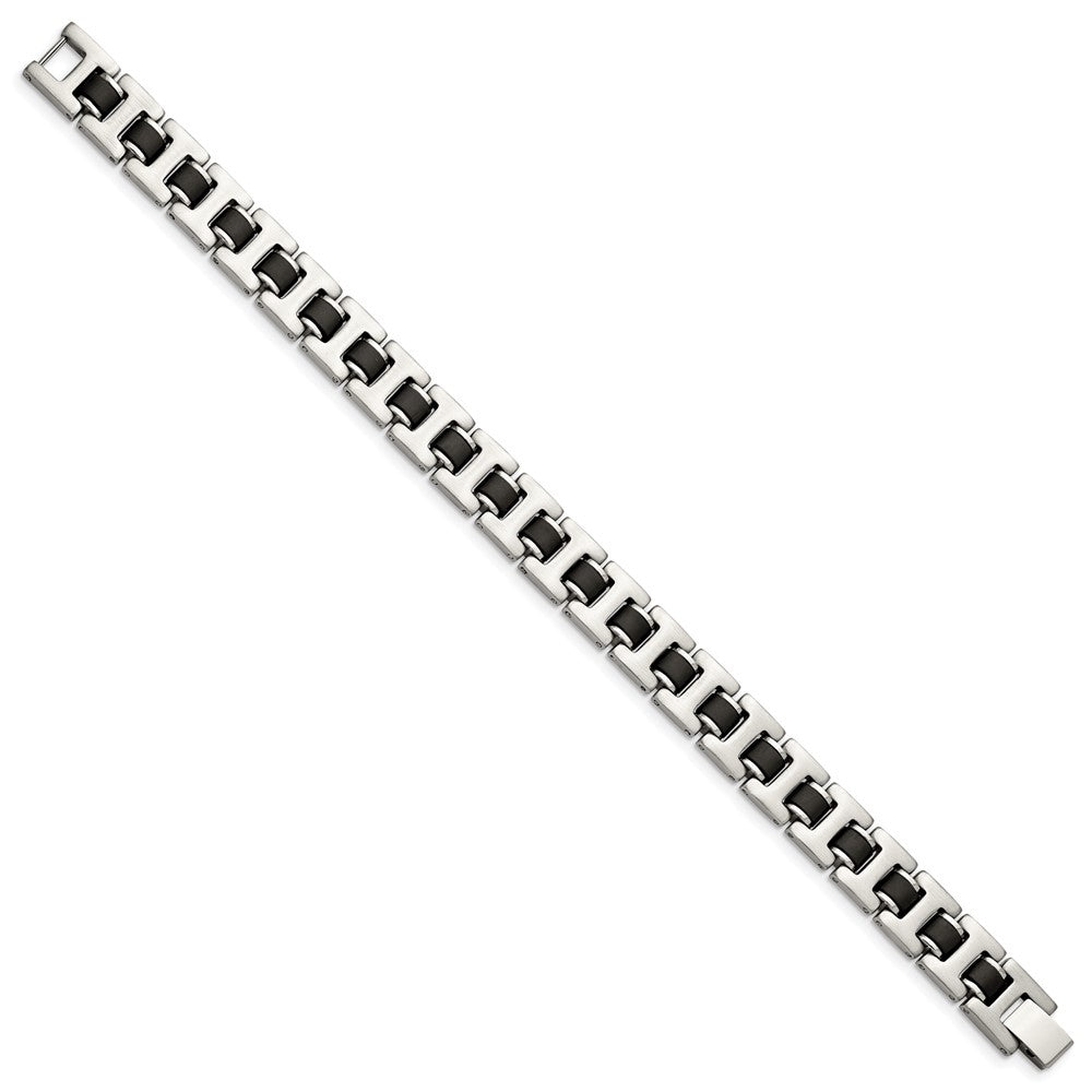Edelstahl Chisel Gebürstet mit Schwarz Gummi 8.5 Zoll Armband