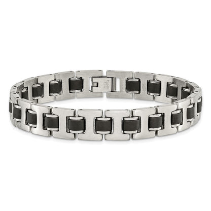 Edelstahl Chisel Gebürstet mit Schwarz Gummi 8.5 Zoll Armband