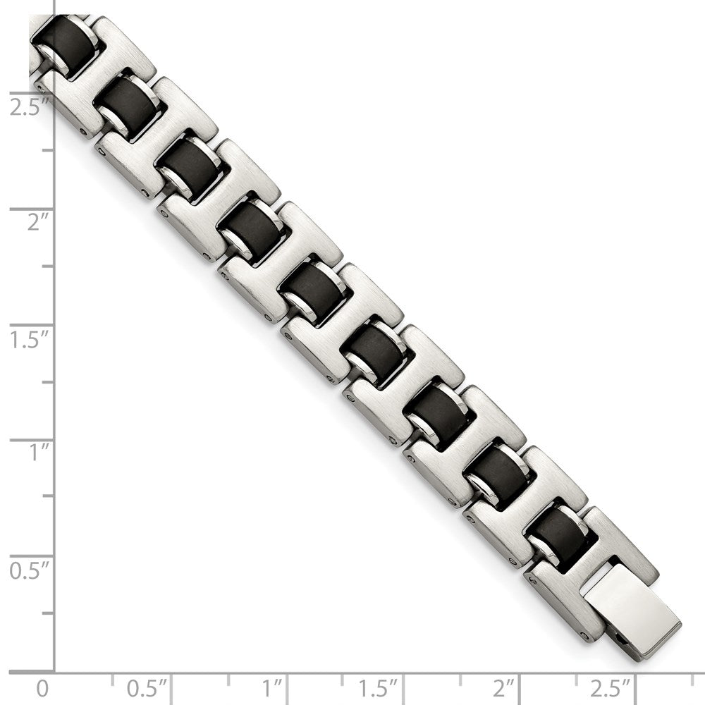 Edelstahl Chisel Gebürstet mit Schwarz Gummi 8.5 Zoll Armband
