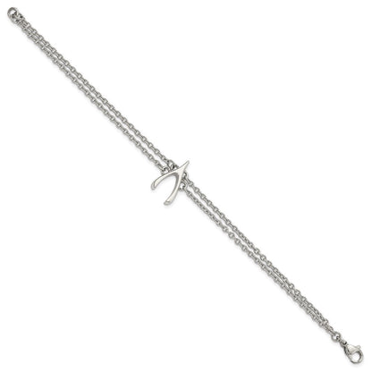7.75 Zoll Edelstahl Poliert 2-strand Gabelbein Armband