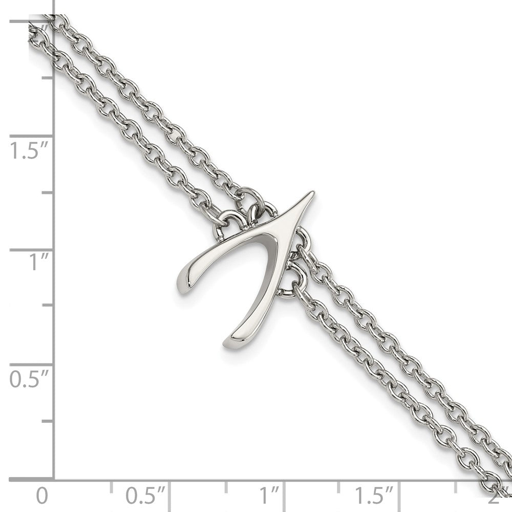 7.75 Zoll Edelstahl Poliert 2-strand Gabelbein Armband