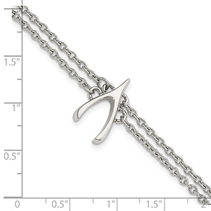 7.75 Zoll Edelstahl Poliert 2-strand Gabelbein Armband