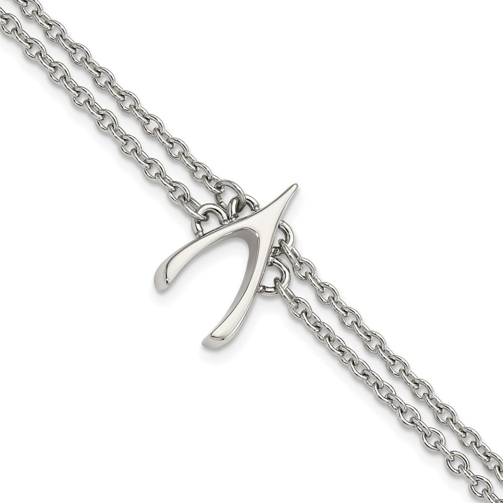 7.75 Zoll Edelstahl Poliert 2-strand Gabelbein Armband