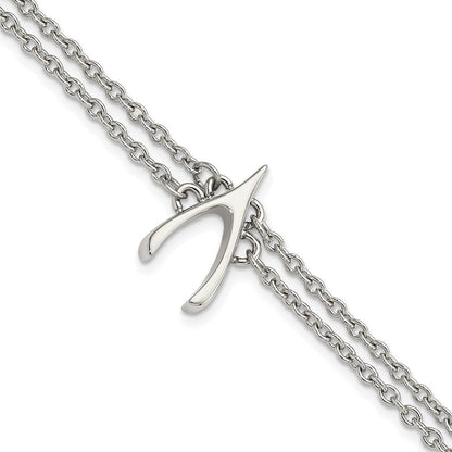 7.75 Zoll Edelstahl Poliert 2-strand Gabelbein Armband