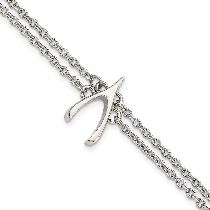 7.75 Zoll Edelstahl Poliert 2-strand Gabelbein Armband