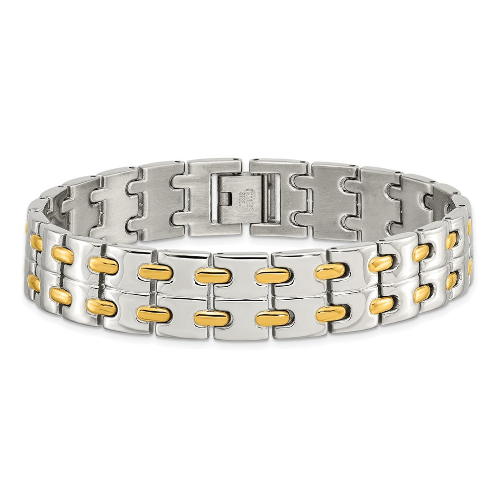 8.75 Zoll Chisel Edelstahl Poliert Gelb Ip-beschichtet 8.5 Glieder Armband