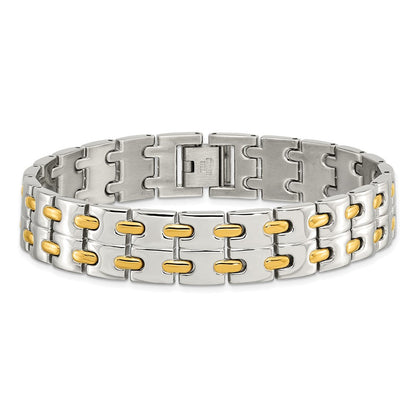 8.75 Zoll Chisel Edelstahl Poliert Gelb Ip-beschichtet 8.5 Glieder Armband