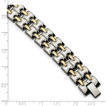 8.75 Zoll Chisel Edelstahl Poliert Gelb Ip-beschichtet 8.5 Glieder Armband