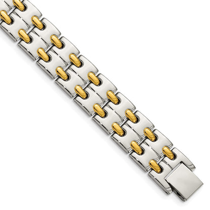 8.75 Zoll Chisel Edelstahl Poliert Gelb Ip-beschichtet 8.5 Glieder Armband
