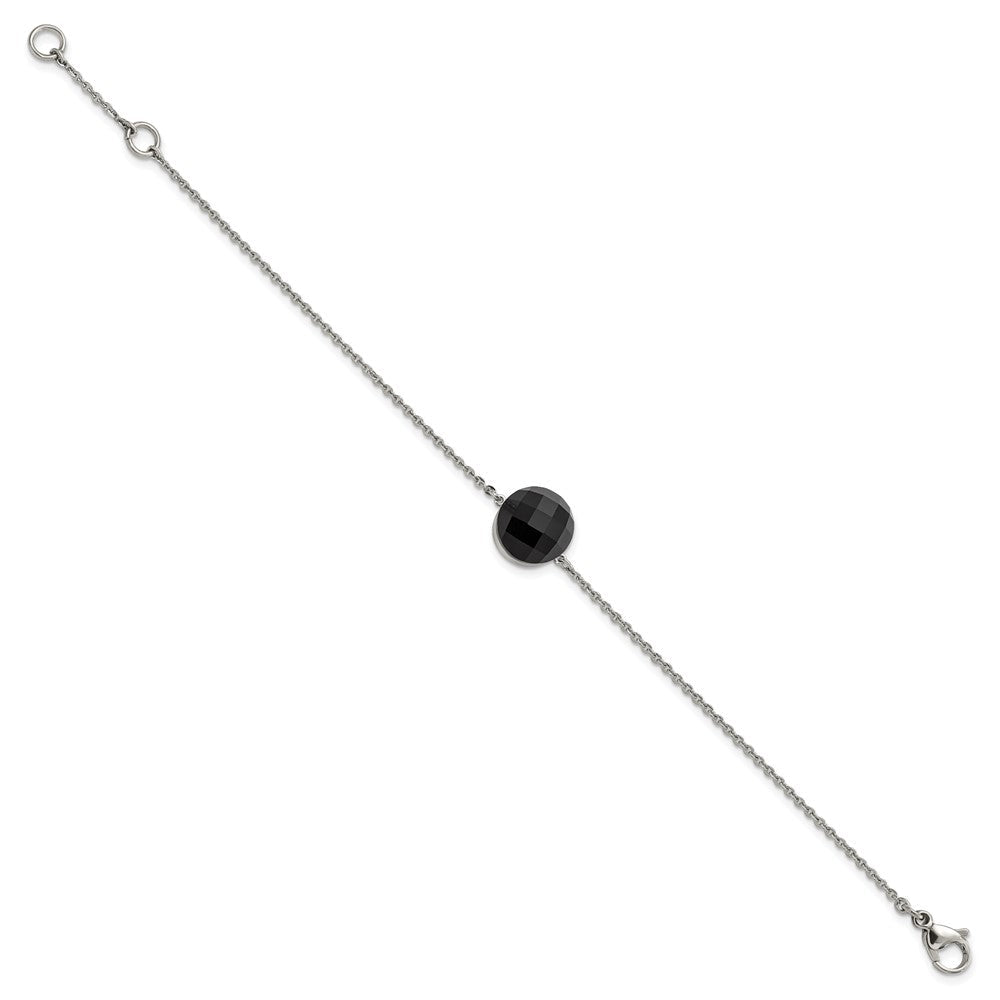 8 Zoll Edelstahl Poliert Dunkel Braun Glas mit 1 Zoll Verlängerung Armband