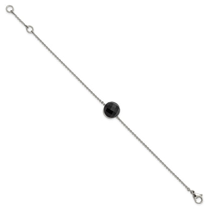 8 Zoll Edelstahl Poliert Dunkel Braun Glas mit 1 Zoll Verlängerung Armband