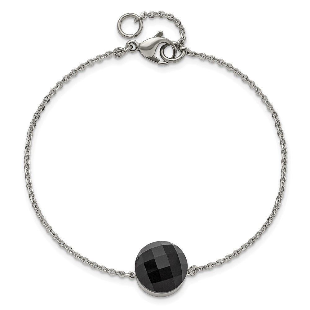 8 Zoll Edelstahl Poliert Dunkel Braun Glas mit 1 Zoll Verlängerung Armband