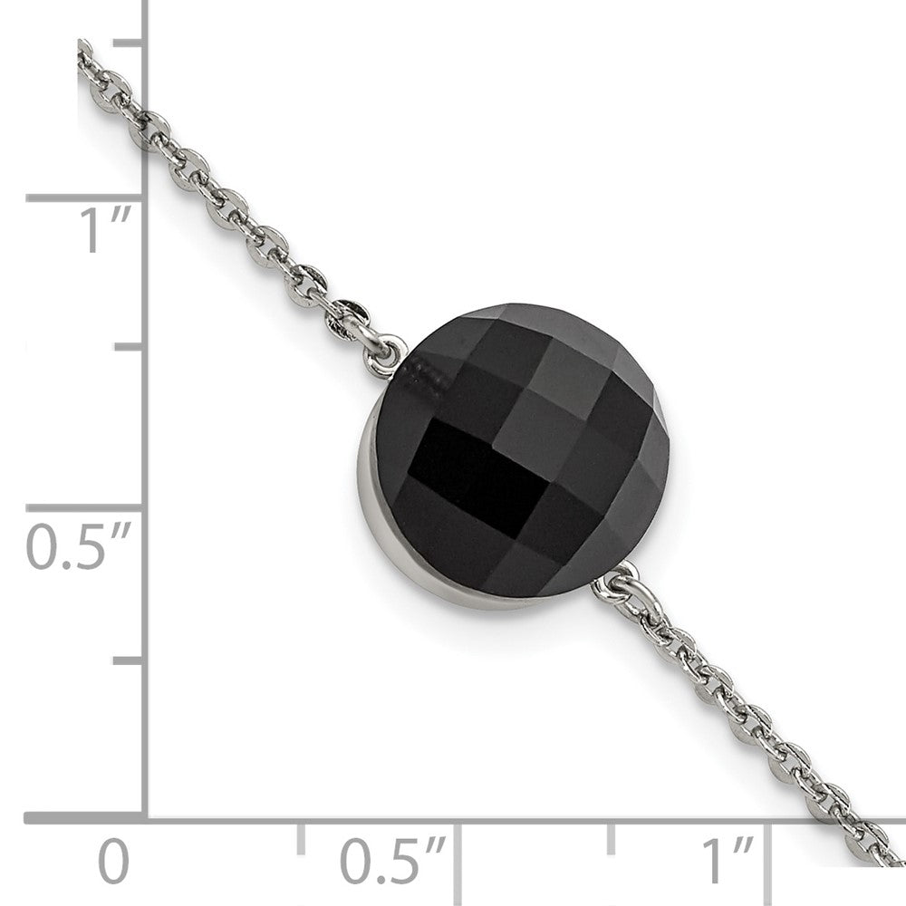 8 Zoll Edelstahl Poliert Dunkel Braun Glas mit 1 Zoll Verlängerung Armband