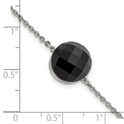 8 Zoll Edelstahl Poliert Dunkel Braun Glas mit 1 Zoll Verlängerung Armband