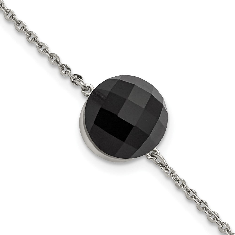 8 Zoll Edelstahl Poliert Dunkel Braun Glas mit 1 Zoll Verlängerung Armband