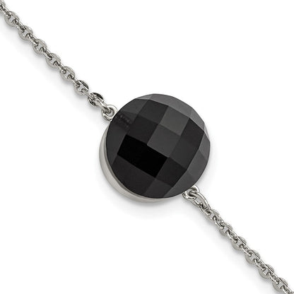 8 Zoll Edelstahl Poliert Dunkel Braun Glas mit 1 Zoll Verlängerung Armband