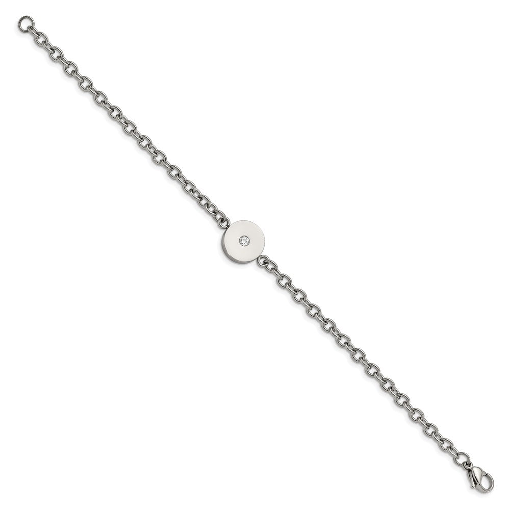 7.75 Zoll Edelstahl Poliert mit Zirkonia 7.75 Zoll Armband