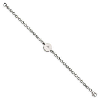 7.75 Zoll Edelstahl Poliert mit Zirkonia 7.75 Zoll Armband
