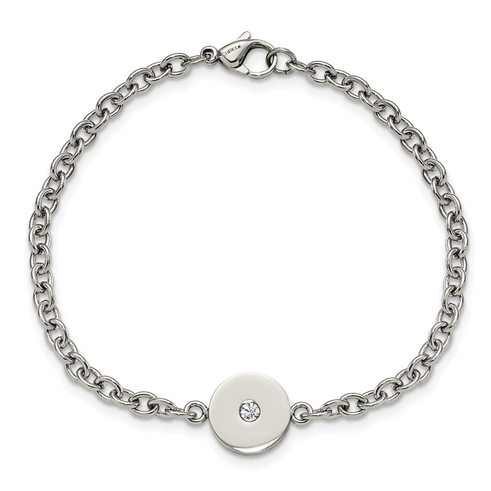 7.75 Zoll Edelstahl Poliert mit Zirkonia 7.75 Zoll Armband