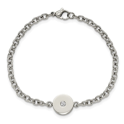 7.75 Zoll Edelstahl Poliert mit Zirkonia 7.75 Zoll Armband