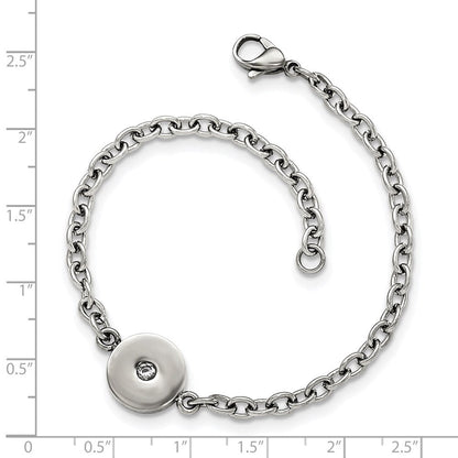 7.75 Zoll Edelstahl Poliert mit Zirkonia 7.75 Zoll Armband