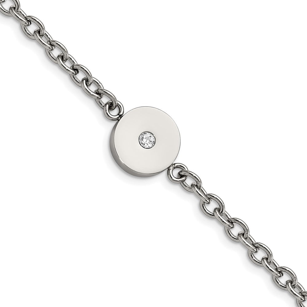 7.75 Zoll Edelstahl Poliert mit Zirkonia 7.75 Zoll Armband