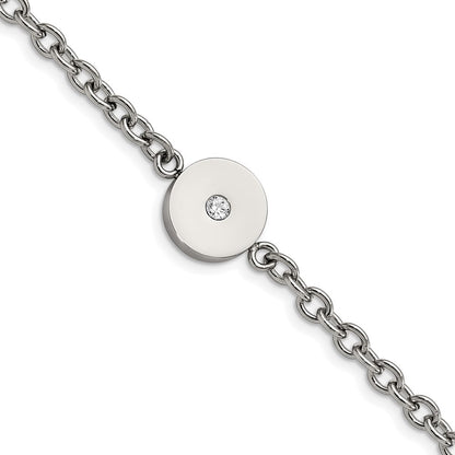 7.75 Zoll Edelstahl Poliert mit Zirkonia 7.75 Zoll Armband