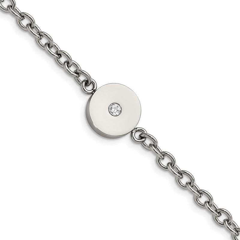 7.75 Zoll Edelstahl Poliert mit Zirkonia 7.75 Zoll Armband