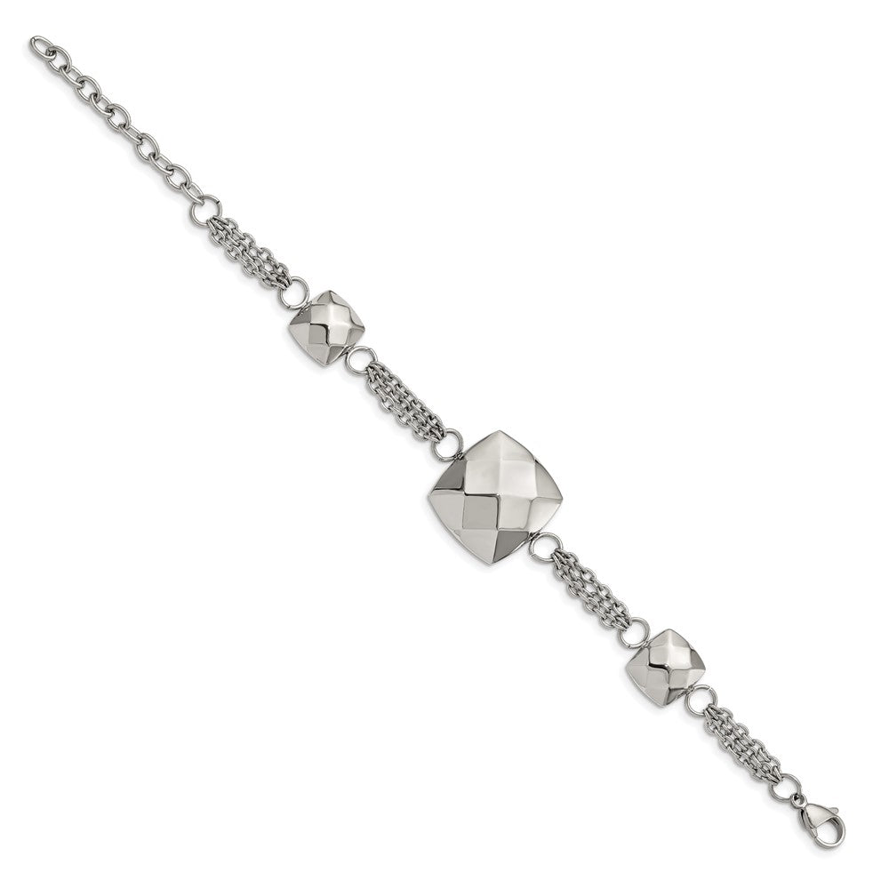 7.25 Zoll Edelstahl Poliert Hohl Squares 7.25 Zoll mit 2 Zoll Verlängerung. Armband