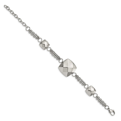 7.25 Zoll Edelstahl Poliert Hohl Squares 7.25 Zoll mit 2 Zoll Verlängerung. Armband