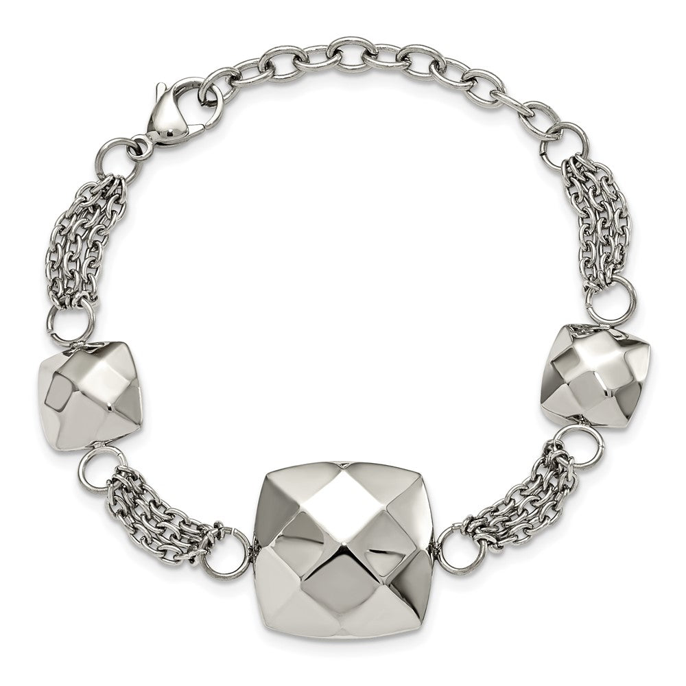 7.25 Zoll Edelstahl Poliert Hohl Squares 7.25 Zoll mit 2 Zoll Verlängerung. Armband